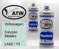 Preview: Volkswagen, Calypso Metallic, LA6Z / Y3: 400ml Sprühdose + 400ml Klarlack - Set, von ATW Autoteile West.